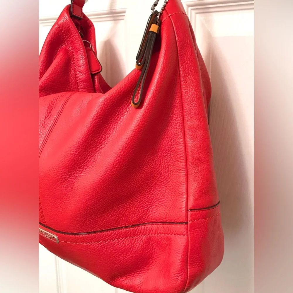 Coach Park Red Pebble Leather Hobo Shoulder Bag